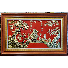 Tranh mừng thọ chúc thọ - Ông - Bà và Ông Bà (Đồng vàng liền tấm nguyên chất 100% )