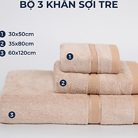 Bộ 3 khăn tắm gội mặt sợi tre mềm mại siêu thấm hút Royal Towel