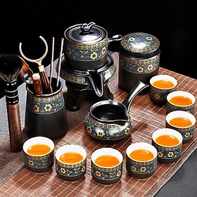 Mua Bộ ấm chén pha trà cối xay sm005 - xanh đen trắng 14 món