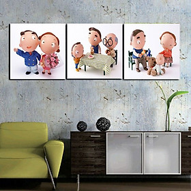 Tranh Canvas treo tường nghệ thuật | Bộ 3 bức vuông| HLB_125