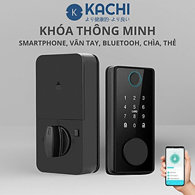 Khóa Cửa Thông Minh Kachi – Mở Khóa App Tuya + Vân tay + Chìa khóa + Thẻ từ + Mã số - MK44 cửa có tay nắm