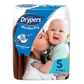 Tã dán trẻ em Drypers Wee Wee Dry S 58 miếng 3 - 7kg