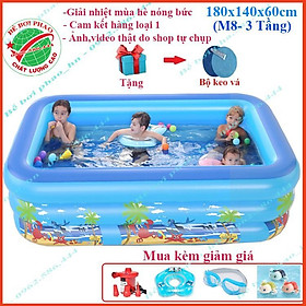 Bể bơi phao cho bé kích 1m8  và 2m1 - 3 Tầng, bể bơi bơm hơi có đáy chống trơn