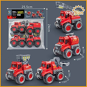 Bộ xe đồ chơi CÔNG TRÌNH cho bé trai mô hình Cần cẩu, Xe Ben, Xe Tải, Trộn bê tông – MySun