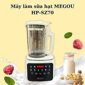 Máy làm sữa hạt MEGOU Xay nấu đa năng Nấu sữa đậu nành, có nắp chống ồn HP-SZ70 - Bản nâng cấp LM-358H - Hàng nhập khẩu