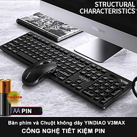 Bàn phím và Chuột không dây YINDIAO V3MAX - VL - Hàng Chính Hãng