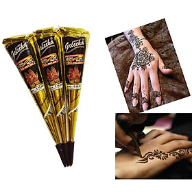 Kem xăm Henna - Kem Xăm Tạm thời, Khuân Xăm tạm thời tattoo, Khuân tháp ép phen, nơ, xương cá, sừng hươu, bút lông chim