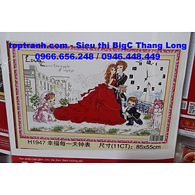 Mua Tranh thêu chữ thập đồng hồ cô dâu chú rể H1947 chưa thêu