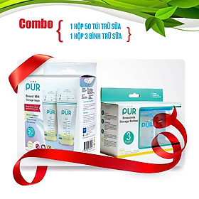 Combo 1 Hộp túi trữ sữa Pur + Bộ 3 bình trữ sữa Pur