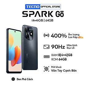 Điện thoại Tecno SPARK GO 2024 (4+4)GB/64GB - Unisoc T606 | 5000 mAh | 6,6" HD+ | Hàng Chính Hãng