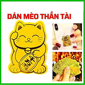 Mua Miếng Dán Sticker Mèo vàng Thần Tài Linh Vật May Mắn Chiêu Tài Hút Lộc May Mắn Bình An
