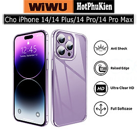 Ốp lưng silicon trong suốt cho iPhone 14 / 14 Plus / 14 Pro / 14 Pro Max hiệu WiWU Concise Series ZCC-108 siêu mỏng 1.5mm độ trong tuyệt đối, chống trầy xước, tản nhiệt tốt - Hàng nhập khẩu