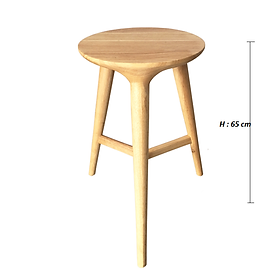 Mua Ghế quầy bar dành cho đảo bếp gỗ tự nhiên 3 chân cao 65 mặt ngồi tròn đẹp sang trọng CB2145-65W