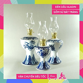 Mua Đèn dầu thờ cúng Aladin gốm sứ Long Loan Bát Tràng sen song hỷ tài lộc - Nhiều cỡ