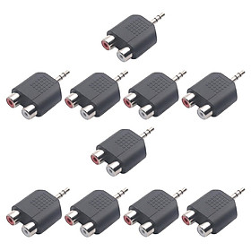10pc 3.5mm To Dual 2 RCA Female Male Jack Y Splitter Audio Adapter Converter