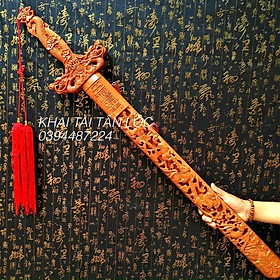 Mua KIẾM GỖ ĐÀO PHONG THUỶ NGŨ PHÚC LÂM MÔN 1m