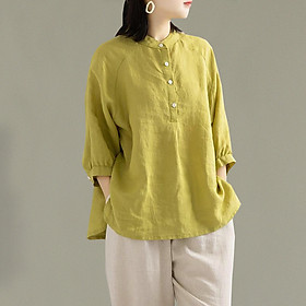 DÀNH CHO NỮ ÁO SƠ MI VẢI LINEN CAO CẤP DÀI TAY  UNIQLO VN