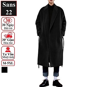 Hình ảnh Áo măng tô nam form rộng Sans22 khoác dạ blazer dáng dài mangto hàn quốc đen bigsize to cỡ lớn 3xl 4xl 5xl 80kg 90kg 100kg