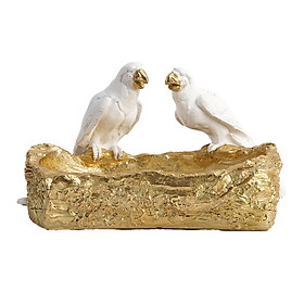 Resin Parrot Statues Vanity Tray Figurine Sculptures Living Room Storage Box