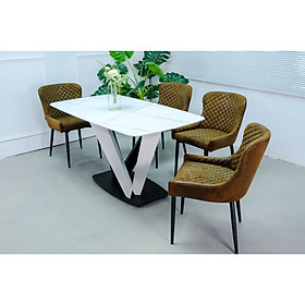 Bộ Bàn Ăn 4 Ghế Cao Cấp Mặt Đá Chân Sắt 140x80 BACC-10