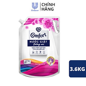 Hình ảnh Nước giặt dưỡng vải Comfort Nước giặt xả đa chức năng hương Thanh Lịch giúp quần áo sạch thơm & tươi màu Túi 3.8kg