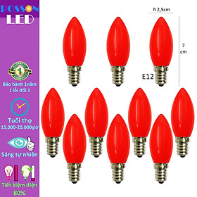 Sỉ 100 Bóng đèn Led trái ớt cà na quả nhót 1w trang trí bàn thờ thần tài màu đỏ đuôi E12 LCh-E12R