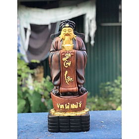 Mua Tượng phật ông thần tài trạm khắc bằng gỗ hương đá tô làm mầu giả cổ kt cao 50×18×15cm