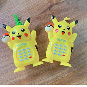 Điện thoại đồ chơi pikachu cầm tay, dùng pin có nhạc và dây đeo cực dễ thương cho bé