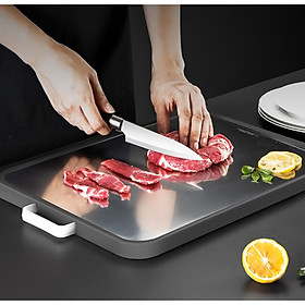 Mua Thớt Inox 304 Kháng Khuẩn Chống Nấm Mốc  Chống Trơn Trượt Hình Chữ Nhật  Có Móc Treo - Thớt Nhà Bếp Cao Cấp 3 Lớp