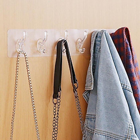Mua Thanh treo đồ dán tường 6 móc trong suốt siêu dính liền mạch  kích thước dài 33cm treo đồ nhà tắm nhà bếp