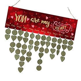 Hình ảnh You Are My Heart Wooden Calendar Board Discs MDF Hanging Plaque Wedding Guest
