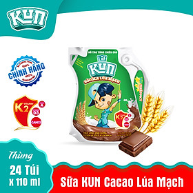 Sữa Kun Túi Sôcôla Lúa Mạch Thùng 24 Túi x 110ml