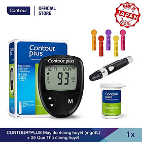 CONTOURPLUS Máy đo đường huyết mg dL + 25 Que Thử đường huyết