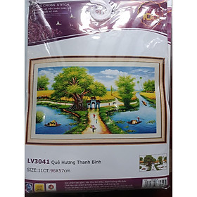 Tranh thêu chữ thập quê hương thanh bình LV3041 - 96 x 57 cm - chưa thêu