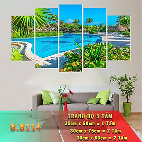 BỘ 5 TẤM GHÉP TRANH DÁN TƯỜNG 3D PHONG CẢNH BIỂN NHIỀU MẪU