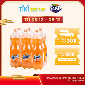 Lốc 6 Chai Nước Giải Khát Có Gas Fanta Cam (1.5L / Chai)