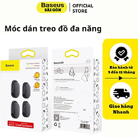 Móc dán treo đồ đa năng Baseus Small Shell Vehicle Hook (4PCS ,Sticker Paste Holder) dùng trong xe hơi, tường nhà, bếp- Hàng chính hãng