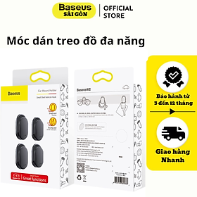 Mua Móc dán treo đồ đa năng Baseus Small Shell Vehicle Hook (4PCS  Sticker Paste Holder) dùng trong xe hơi  tường nhà  bếp- Hàng chính hãng