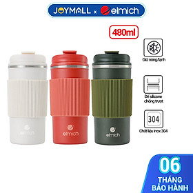 Ly giữ nhiệt inox 304 Elmich EL8345 480ml, Hàng chính hãng, lớp silicone chống trượt - JoyMall