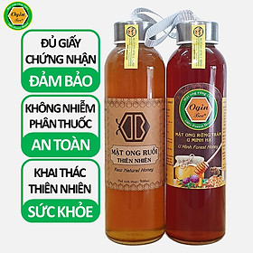 Mật ong ruồi và Mật ong rừng U Minh - Combo 2 Chai 500ml, Mật ong khai thác tự nhiên, không nuôi, OGINBEE