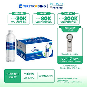 Thùng 24 chai nước tinh khiết Aquafina (500ml/chai)
