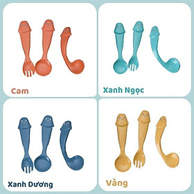 Mua Set khay lúa mạch cho bé ăn dặm và bộ 3 thìa dĩa uốn cong độc đáo hot 2021 Winingbox