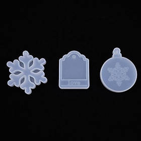 3 Pieces Silicone Christmas Theme Pendant Resin Molds Snowflake Love Tag