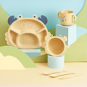 Mua Set 6 Món Khay Ăn Mẫu Cua Siêu Cưng Cho Bé Chất Liệu Nhựa Sinh Học Lúa Mì