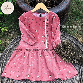 Váy nhung hoa nhí hồng ROSIE V10 chất nhung mềm mịn dành cho bé gái từ 9-38kg