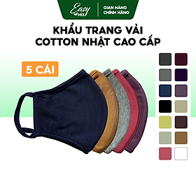 Khẩu Trang Vải Nam Nữ Khẩu Trang Nhiều Màu Cotton Nhật Cao Cấp Chống Nắng Combo 5 Cái