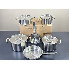 Bộ nồi Fissler profi 4 nồi 1 quánh 1 chảo inox profi nắp inox Hàng chính hãng