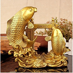 Tượng cá chép vượt Vũ Môn hóa rồng bằng đồng thau phong thủy Hồng Thắng
