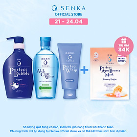 Bộ sản phẩm Senka làm sạch toàn diện (Sữa Tắm Senka Hương Linh Lan & Hoa Nhài 500ml + SRM Senka Perfect Whip 120g + Nước Tẩy Trang Senka Water Fresh 230 ml)