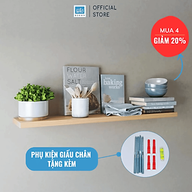 Mua  Mua 4 giảm 20%  Kệ Thanh Ngang Treo Tường Kết Cấu Giấu Chân Màu Vân Gỗ Sồi 719 Thương Hiệu KT001
